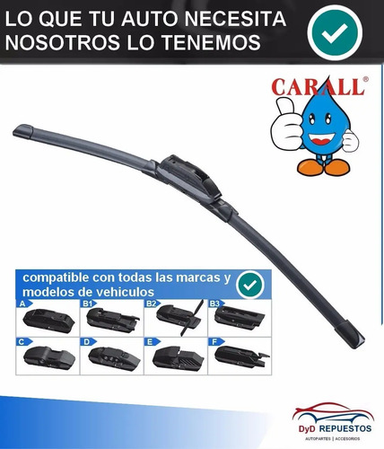 Escobilla Limpiaparabrisas Carall 25 Dyd Repuestos - Imagen 2