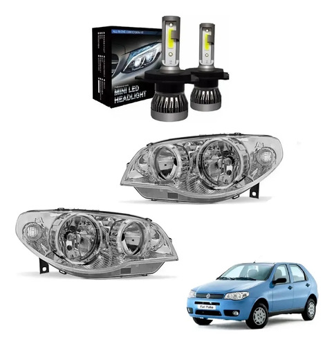 Kit Semiopticas Delanteras Fiat Palio Fire Cromo Kit Led H7
