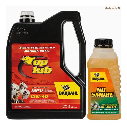 Kit Aceite 15w40 4lts + Aditivo No Smoke Bardahl 400ml