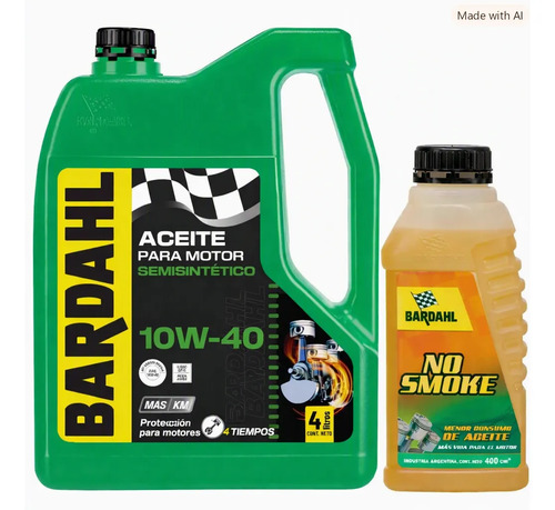 Kit Aceite 10w40 4lts + Aditivo No Smoke Bardahl 400ml